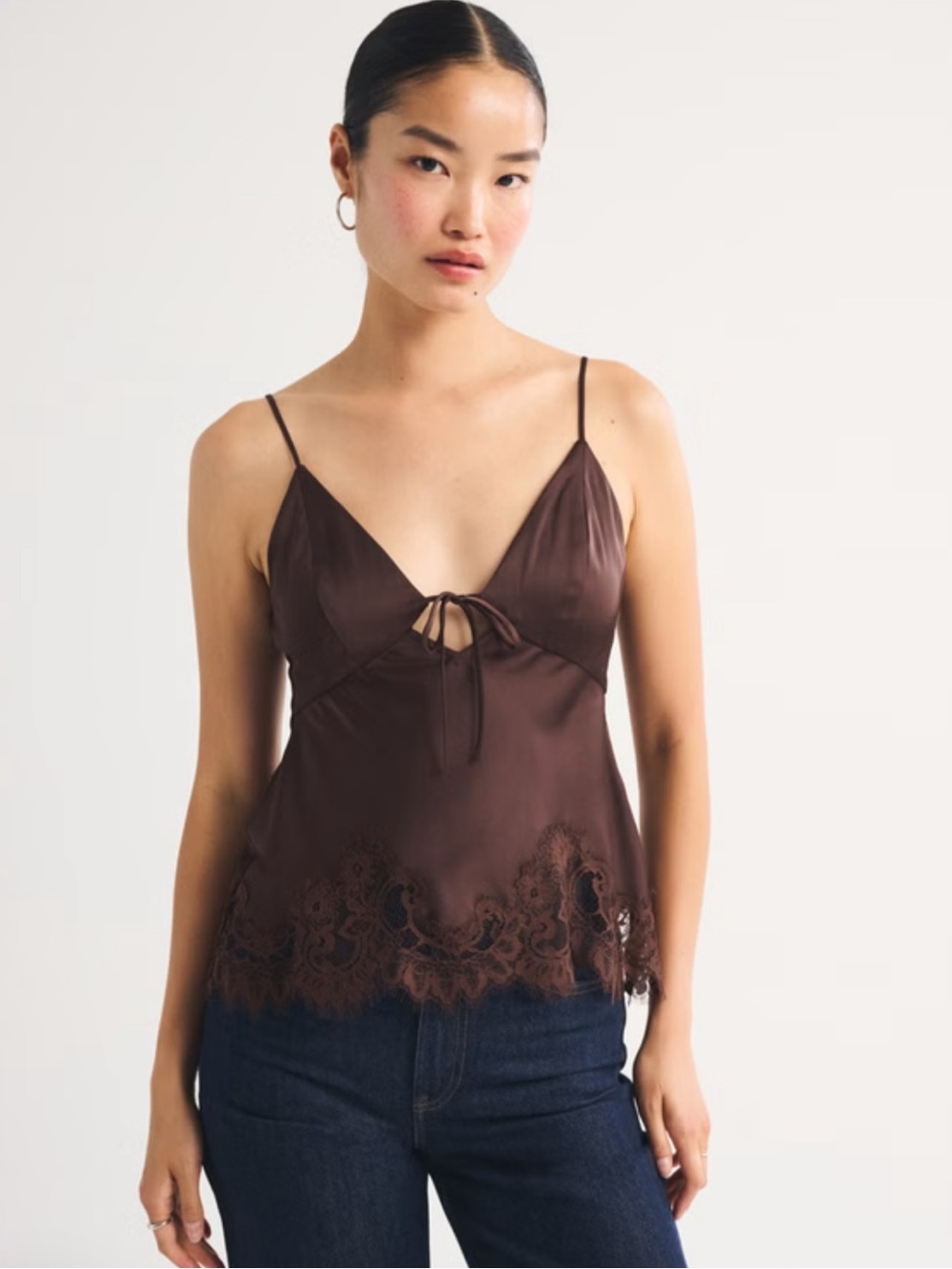 Abercrombie & Fitch - Bra-Free Bella Lace-Trim Satin Cami